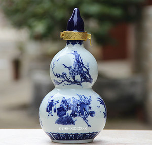 1斤陶瓷酒瓶景德镇青花瓷葫芦白酒瓶收藏一斤装空酒瓶子