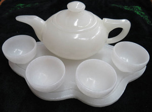白玉冰心玉壶喜鹊闹梅酒具茶具摆件装饰