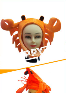 成人儿童海底生物帽子龙虾帽橙色螃蟹帽节日派对表演扮演用品道具