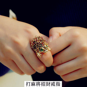 包邮韩国夜店之王夸张招财金蟾戒指打麻将时尚个性食指戒指女夸张