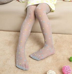 夏季新款 儿童超薄透明四叶草图案连裤丝袜 女童糖果色舞蹈袜子