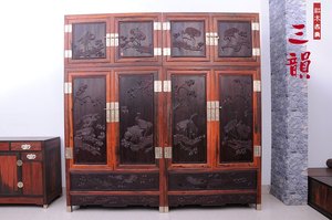 红木家具/老挝大红酸枝家具古典中式仿古衣柜/黑酸枝顶箱柜