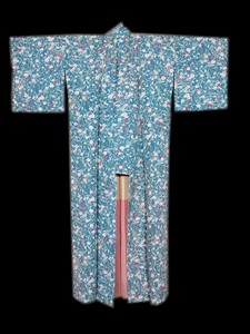 【浅草亭】日本中古正装和服着物—正绢湖蓝底小花小纹