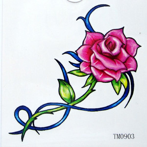 女防水纹身贴纸 红色玫瑰 彩绘身体 纹身韩国贴纸 10张包邮