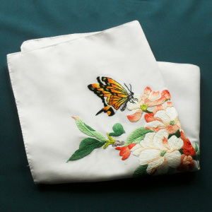 云陌*针艺 原创中国风手工刺绣手帕蝴蝶绣花手绢全棉定制可绣字