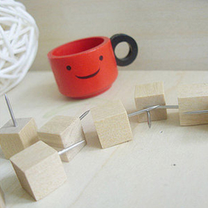 木木哥 软木工字钉 可爱木制图钉创意大头钉原木方形图钉（10枚）