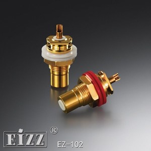 EIZZ EZ-102磷青铜镀金音响插头 AV音频功放莲花母座 RCA信号插座
