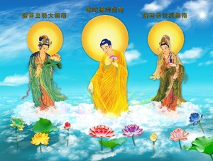 佛像画像结缘佛陀画像阿弥陀佛西方三圣接引图 相纸双面塑封004