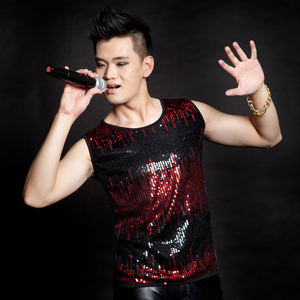 dj演出服 男嘉宾酒吧歌手ds舞台演出服夜店 亮片男款演出背心
