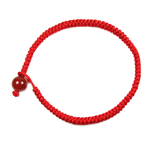 正品天然水晶红玛瑙手链单珠红绳手链金刚结手链红色 转运饰品