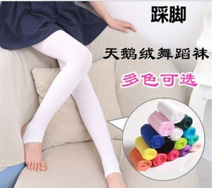 春秋夏薄款儿童踩脚裤袜糖果彩色女童踏脚裤白色丝袜舞蹈袜子批发