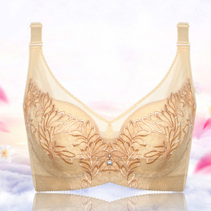 月色超薄文胸大胸显小全罩杯内衣无海绵薄款聚拢调整型有钢圈8285