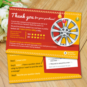 新款ebay 易趣售后服务卡 外贸好评卡 英文感谢信 售后卡 定做