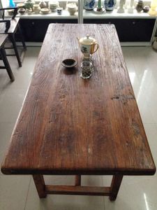 古朴茶桌老榆木长方形风化板茶几泡茶台老门板茶几功夫茶台桌板