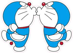 3m可移除 亲吻机器猫 大号电瓶车贴纸冰箱贴画卧室墙贴粘纸a093