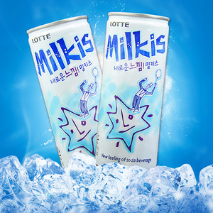 韩国食品进口乐天牛奶碳酸饮料250ml苏打汽水milkis牛奶碳酸饮料