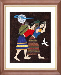 diy手工布贴布嵌拼布画材料包布艺少数民族风人物风情赶集40*50cm