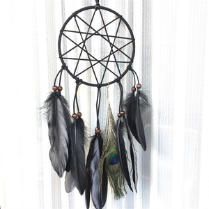 捕梦网diy手工材料包 五角星 暗黑少女 孔雀毛 ins装饰 挂饰