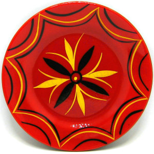 四川大凉山西昌彝族餐具盘子民间漆器彩绘纯手工艺品特色餐盘中号