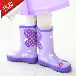 紫色蝴蝶雨鞋女童防滑儿童雨靴男童小孩雨鞋幼稚园小学生环保无味