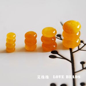 老蜜蜡黄玉髓算盘珠隔珠隔片散珠子diy手链手工串珠材料配饰