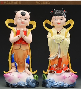 招财童男童女金童玉女创意善财龙女陶瓷摆件乔迁结婚礼品工艺饰品