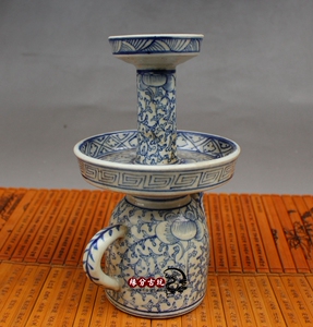 250人付款天猫景德镇陶瓷青花瓷蜡烛台套装中式风格瓷器摆件三足香炉