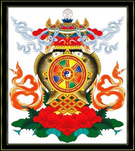 吉祥八宝印花十字绣八吉祥瑞吉祥佛教十字绣精准印布"扎西达杰"