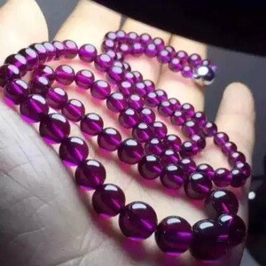天然近玻璃体紫牙乌项链 4-10mm 颜色超级美 紫色项链女