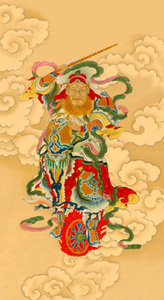 王灵官画像护法镇山神将王元帅挂画雷部王天君卷轴画