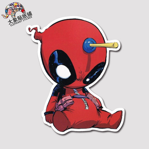 死侍贴纸漫威英雄贴纸拉杆箱旅行箱贴纸q版可爱死侍贴纸防水贴纸