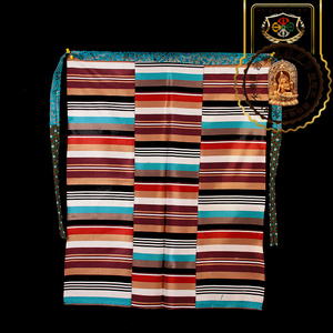 西藏红藏族女服饰配饰黑白相间七彩氆氇邦典民族特色手工围裙