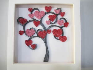 包邮爱心爱情树衍纸画成品手工立体画创意情人节结婚礼物装饰画