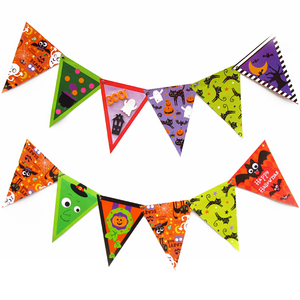 希宝万圣节三角形挂旗幼儿园儿童手工diy制作装饰串旗派对旗子