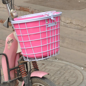 带盖圆形大号钢丝折叠自行车篮筐篮子车框筐车篓单车户外配件