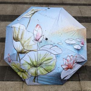 优尼特文艺伞创意个性手绘国画伞中国风江南荷叶花朵伞 画荷 黑胶