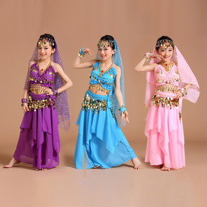 舞蹈演出服儿童肚皮舞服装2024新疆舞印度舞裙六一儿童节天竺少女