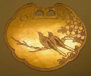 上海原金 喜上眉梢花鸟金锁片 老金 26.1克 中国古董金饰