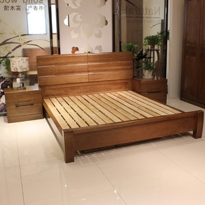卧室家具澳森尼实木床 榉木床 核桃色双人床 婚床 1.8米1.5米611