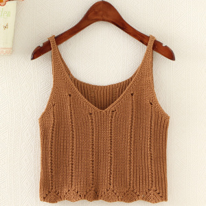 背心针织女士潮外穿外搭毛线短款百搭秋季时尚宽松毛衣小吊带v领