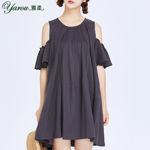 文艺露肩女短裙 雅柔服饰旗舰店 同款货源 18