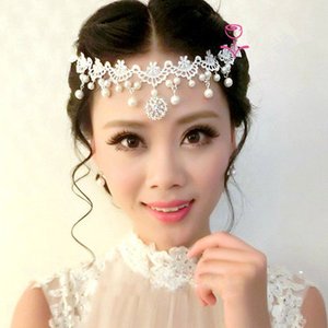 新娘婚纱头饰红色_韩式新娘结婚婚纱头饰项链耳环三件套装红色旗袍礼服蕾丝中式发饰-...