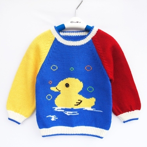 新款小鸭子套头毛衣 手工编织儿童内搭毛线衣 宝宝毛衣外套 上衣