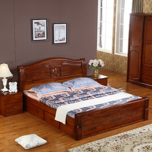 新款实木床 纯香樟木双人床1.8米全实木床1.5米单人促销五包到家