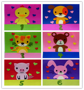 叶咔咔不织布贴画系列:diy可爱小动物不织布贴画儿童手工画成品