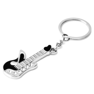 创意镶钻贝斯吉他钥匙扣时尚钥匙圈钥匙链钥匙环简约实用音乐礼品