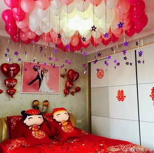 婚房装饰用品结婚墙新款气球布置节结婚男方必备卧室新房客厅