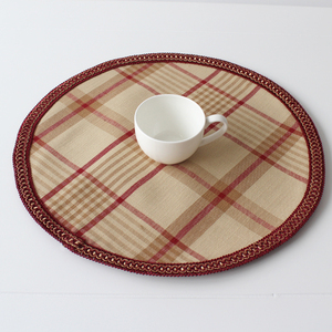 外贸欧式高档田园风格布艺圆形餐垫西餐垫盘杯垫餐桌垫隔热垫