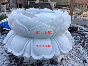 石雕莲花座石头雕刻荷花汉白玉莲花大理石雕刻须弥座观音像底座