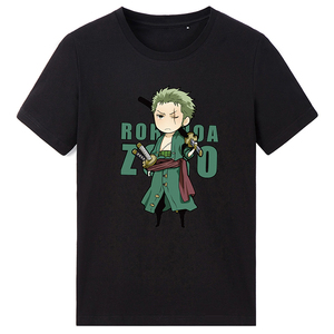 爵森堡短袖t恤男士圆领宽松加肥大码潮牌运动索隆印花宽松体恤衫